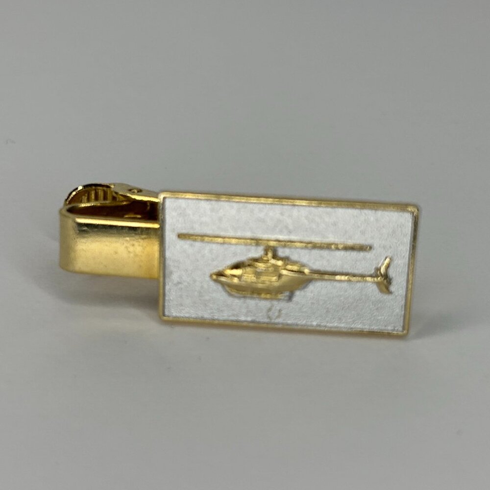 Vintage 1960s Helicopter Tie Pin Bar Gold Tone Clip Clasp